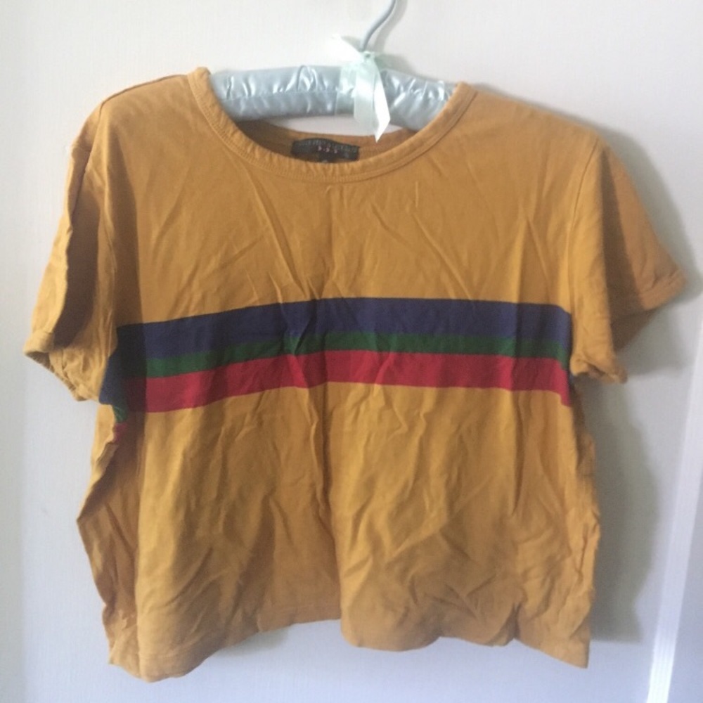 Love Peace and Lazy Days mustard crop top